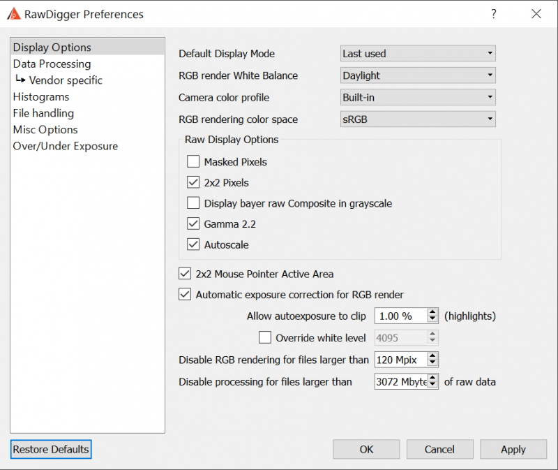 usage of rawdigger